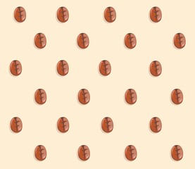 seamless background with coffee beans pattern vector