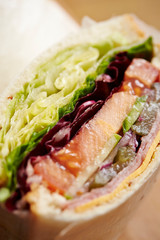 Cheese and ham, thick tomato sandwich 