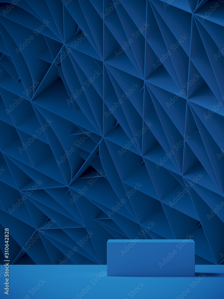 Poster abstract background for branding and packaging presentation. blue color podium on geometric backgrou