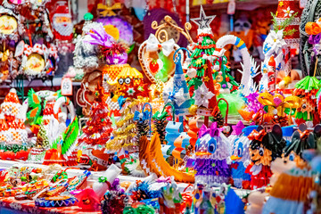 Christmas ornaments for sale at the Christmas market