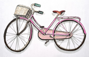 Fototapeta na wymiar Hand drawn marker sketch of a bike