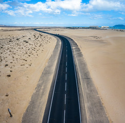 Fuerteventura, Corralejo sand dunes nature park. Beautiful Aerial Shot. Canary Islands, Spain