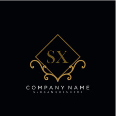 SX Initial logo. Ornament ampersand monogram golden logo