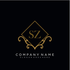 SZ Initial logo. Ornament ampersand monogram golden logo