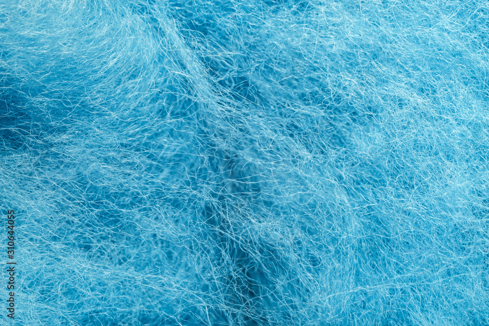 Poster close up beautiful blue fur trends pattern texture background. macro photography view.