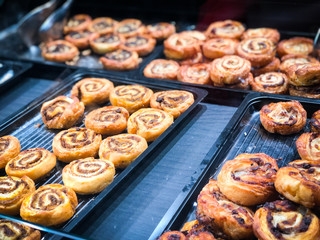 delicious french bakery products close up