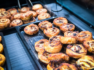delicious french bakery products close up