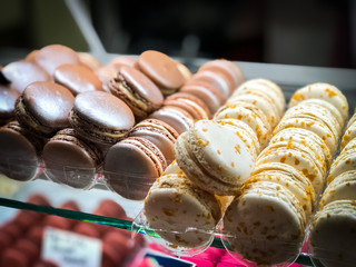delicious artisanal french macaroons close up view