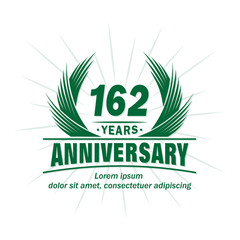 162 years logo design template. 162nd anniversary vector and illustration.