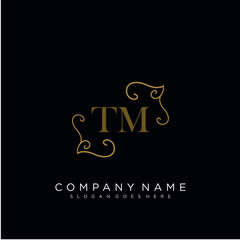 Fototapeta na wymiar Initial letter TM logo luxury vector mark, gold color elegant classical