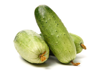 Green cucumber on the white background