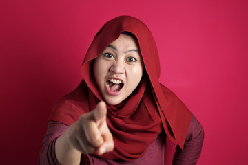 Angry Muslim Woman Starring at camera and pointing
