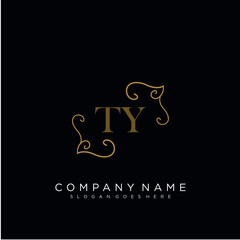 Fototapeta na wymiar Initial letter TY logo luxury vector mark, gold color elegant classical