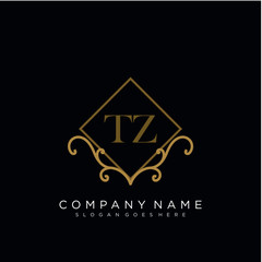Initial letter TZ logo luxury vector mark, gold color elegant classical