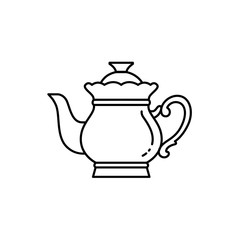 Porcelain kettle vector icon. Teapot logo concept. Outline.