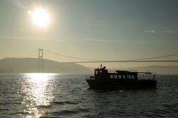 Obraz premium Fatih Sultan Mehmet Bridge At Bosphorus, Istanbul, Turkey