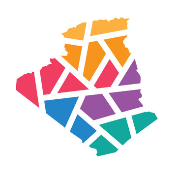 recommend clip art: colorful geometric Algeria map- vector illustration