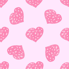 A variety of beautiful hearts for Valentine's Day. Hand-drawn vector illustration. Seamless pattern.