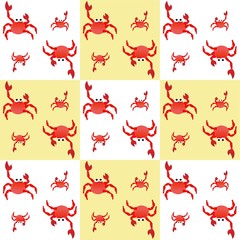 Obraz premium The Amazing of Cute Red Crab Illustration, Cartoon Funny Character, Pattern Wallpaper