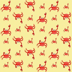 The Amazing of Cute Red Crab Illustration, Cartoon Funny Character, Pattern Wallpaper