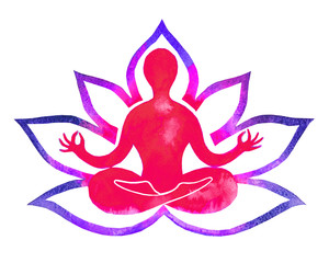 Dipinto acquerello yoga meditazione. Forza di chakra. Energia vitale © Kateryna Kovarzh