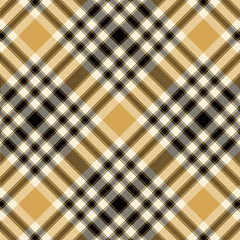 Tartan plaid yellow and black seamless checkered vector pattern.