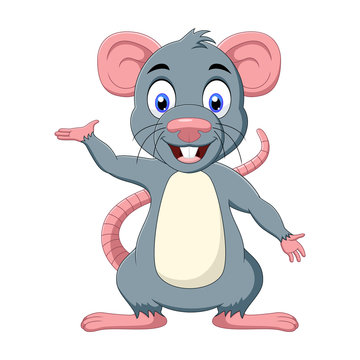 Cute a happy mouse cartoon