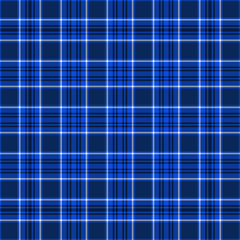 Tartan plaid blue and white seamless checkered vector pattern.