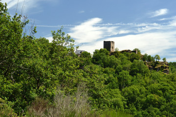 Fototapeta na wymiar Ruines du château de Mandailles près du lac de Castelnau, Lot, France