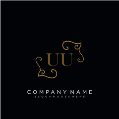 Fototapeta na wymiar Initial letter UU logo luxury vector mark, gold color elegant classical