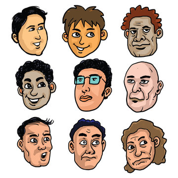 Cartoon of adult faces collection