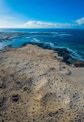 North coast of Fuerteventura Island, Drone Shot. Kitesurf spot. Canary Islands, Spain