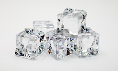 ice cubes on a white background close-up