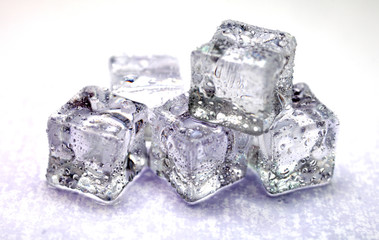 ice cubes on a white background close-up