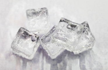 ice cubes on a white background close-up