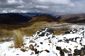Imposing scenery after a heavy snowfall in the Huaytapallana mountain range in the central Andes of Peru.