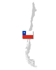 Fahne und Landkarte von Chile