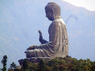 Large Buddah statue at Ndong Ping village on Lamma Island, Hong Kong