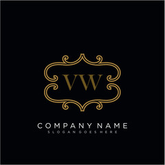 Initial letter logo luxury vector mark, gold color elegant classical