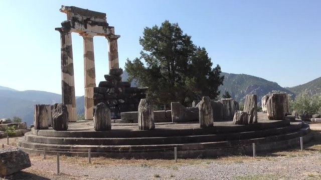 Athena Pronaia Temple in the archaeological site of Delphi, seat of the oracle of the god Apollo