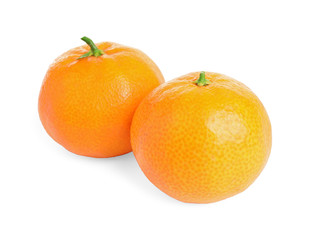 Fresh ripe juicy tangerines isolated on white