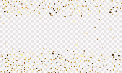 Confetti star background on transparent background, banner. Vector illustration