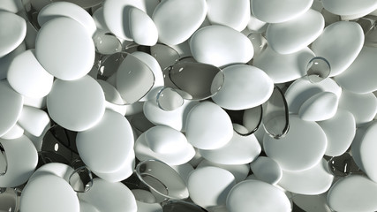 Beautiful background with beads, particles and simulation. 3d illustration, 3d rendering.