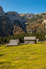 Mountain pasture Laz in autumn time