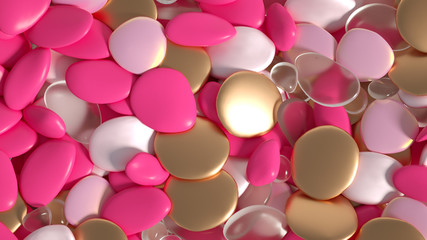 Beautiful background with beads, particles and simulation. 3d illustration, 3d rendering.