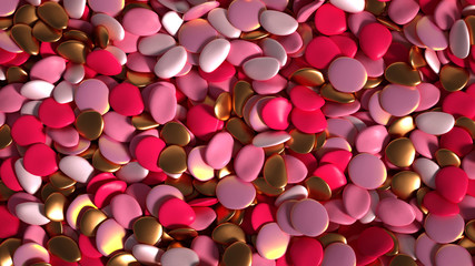 Beautiful background with beads, particles and simulation. 3d illustration, 3d rendering.