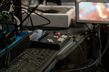 Recording studio mixer for sound engineer working