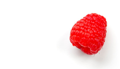 raspberries on white background