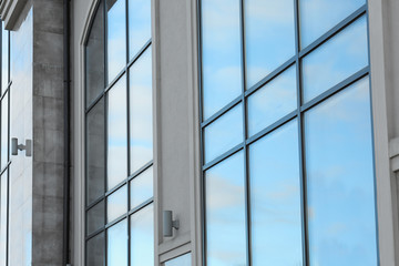 New modern building with tinted windows outdoors