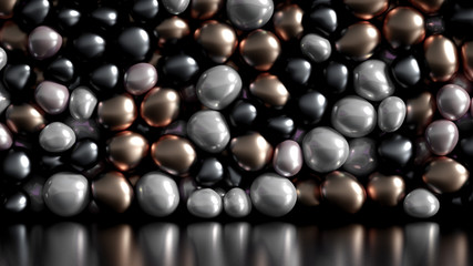 Beautiful background with beads, particles and simulation. 3d illustration, 3d rendering.